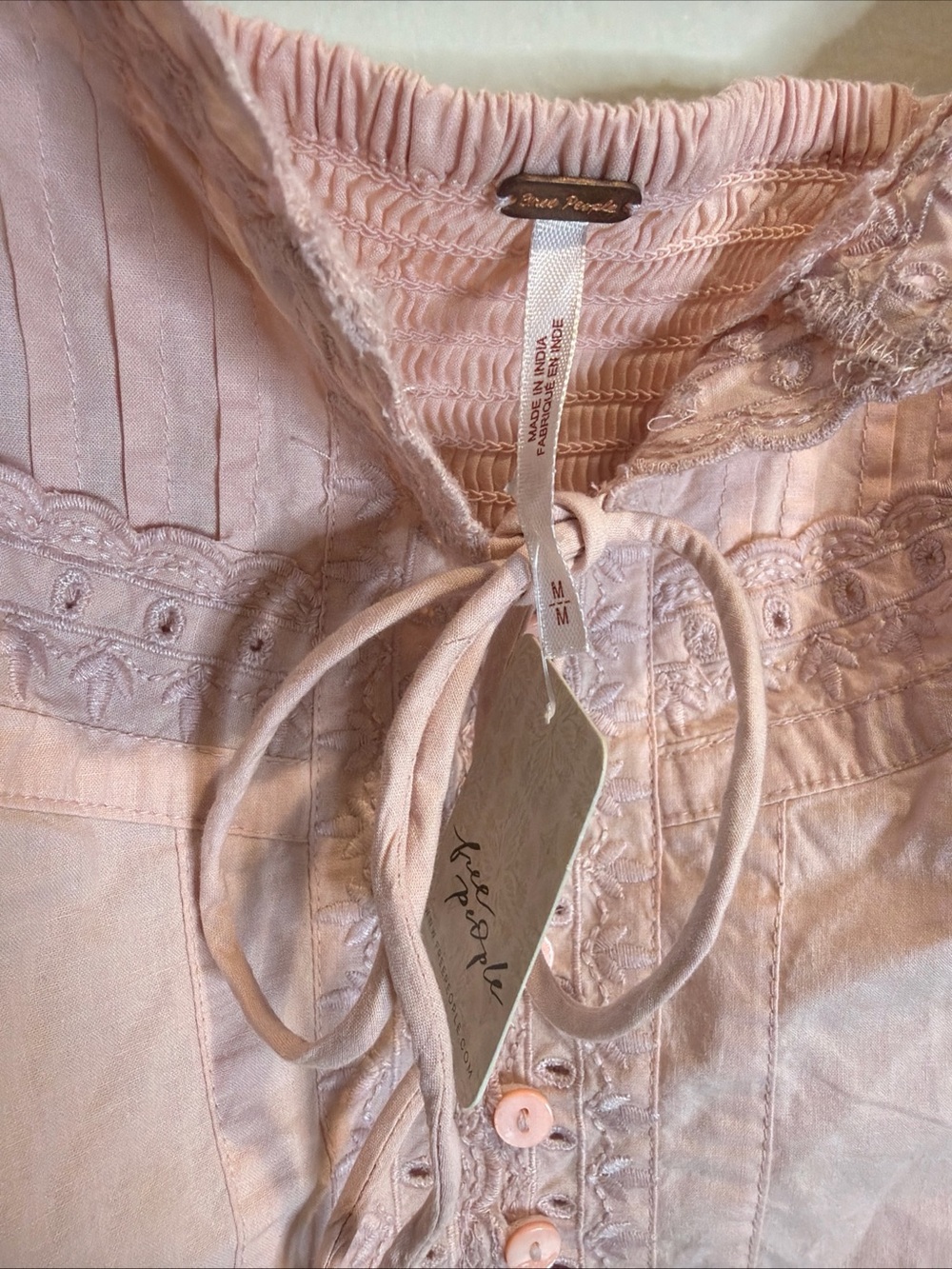 Free People Love Me Not Eyelets Embroidered Scalloped Button Front Fitted Tank M - Picture 5 of 7